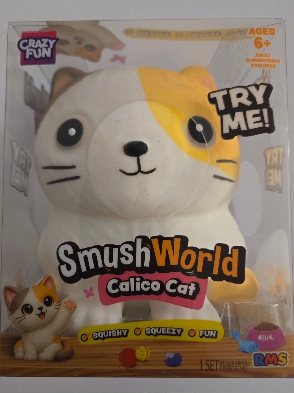 SmushWorld Calico Cat Plush – White & Orange